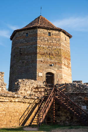 Bilhorod-Dnistrovskyi, Ukraine - AUGUST 15 2018: Beatutiful ancient fortress Akkerman which is on the bank of the Dniester estuary, in Odessa region, Ukraineのeditorial素材