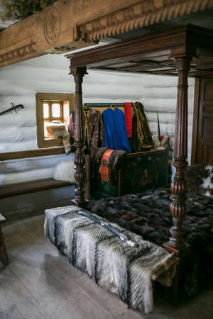 Zaporizhia - Ukraine, MAY 02 2015: Interior and everyday life in Museum of Zaporizhian Cossacks on the island of Khortytsia, Zaporizhian Sichのeditorial素材