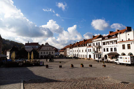 KAZIMIERZ DOLNY, POLAND - 30 OCTOBER 2019: Old town of Kazimierz Dolny at Vistula river - art center...