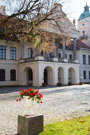 KOZLOWKA, POLAND - october 31, 2019: Zamoyski Palace in Kozlowka. Rococo and neoclassical palace...