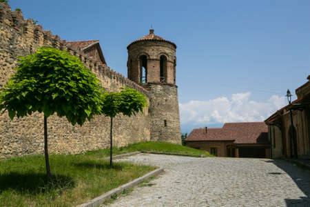 Telavi, Georgia - June 16 2018: Famous georgian landscapes Batonis-Tsikhe Fortress residence of Kakhetian kings, Telavi, Kakheti region, Georgiaのeditorial素材