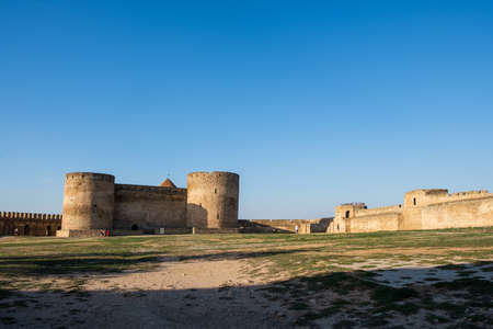 Bilhorod-Dnistrovskyi, Ukraine - AUGUST 15 2018: Beatutiful ancient fortress Akkerman which is on the bank of the Dniester estuary, in Odessa region, Ukraineのeditorial素材