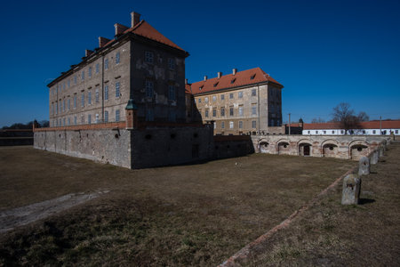 Old Monumental Baroque Classicist manor house castle in small town Holic in Slovakiaのeditorial素材