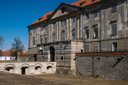 Old Monumental Baroque Classicist manor house castle in small town Holic in Slovakiaのeditorial素材