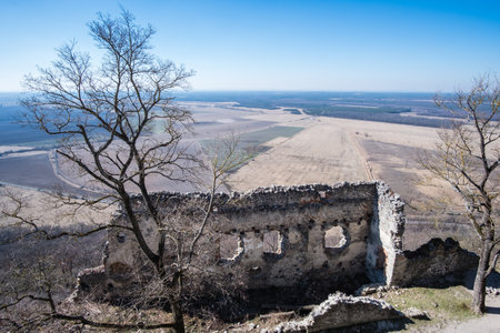 Abandoned ruins of medieval Plavecky castle in Slovakia, Central Europe. Travel destinationのeditorial素材