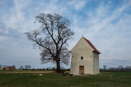 Church of St. Margaret of Antioch from 9th century and Greater Moravian time in Kopcany, Slovakia. It belongs to the oldest churches in Slovakiaのeditorial素材