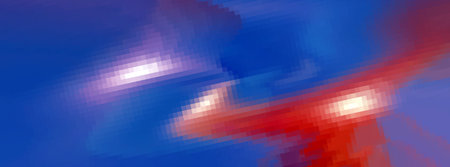 Blurred soft blue and red gradient background with lens flare effect. Long banner. Blurred