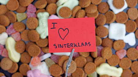 Pile of Pepernoten, typical Dutch treat for Sinterklaas in decemberの写真素材