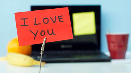 I love you written on a memo at the officeの写真素材
