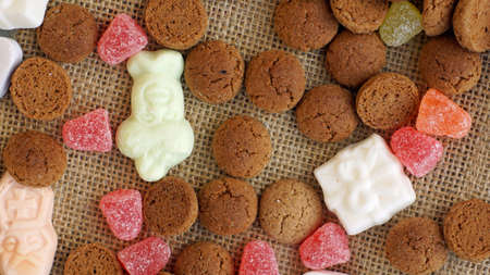 Pile of Pepernoten, typical Dutch treat for Sinterklaas in decemberの写真素材