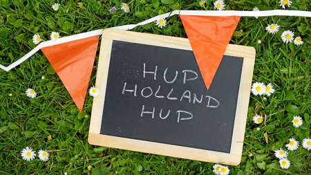 Dutch orange football supporter text                 の写真素材