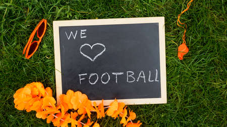 supporters articles of the Dutch football, We love football writtenの写真素材