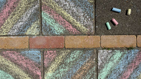Child's Chalk Drawing on a sidewalk             の写真素材