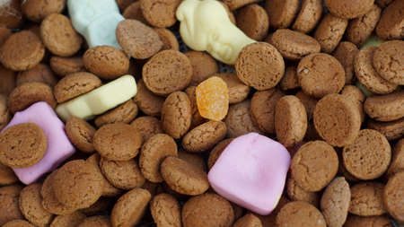 Pile of Pepernoten, typical Dutch treat for Sinterklaas on 5 decemberの写真素材