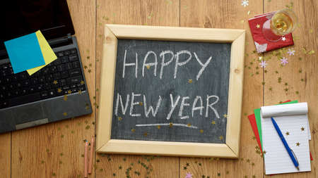 Happy new year at the officeの写真素材