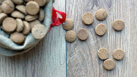 Pile of Old Dutch Pepernoten, typical Dutch treat for Sinterklaas on 5 december