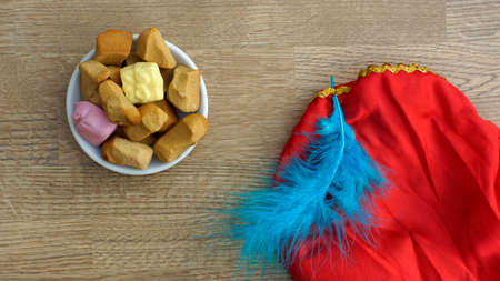 Pile of Dutch Pepernoten, typical Dutch treat for Sinterklaas on 5 decemberの写真素材