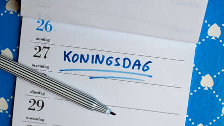 Kingsday in Dutch written in a plannerの写真素材