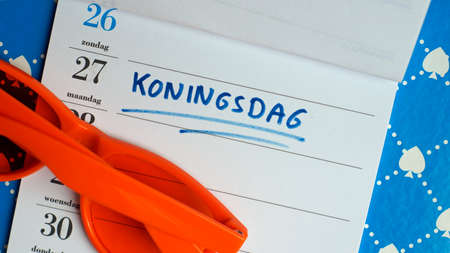 Kingsday in Dutch written in a plannerの写真素材