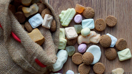 Ginger nuts and candy's for the Dutch Santa-Claus celebration for the 5th of Decemberの写真素材