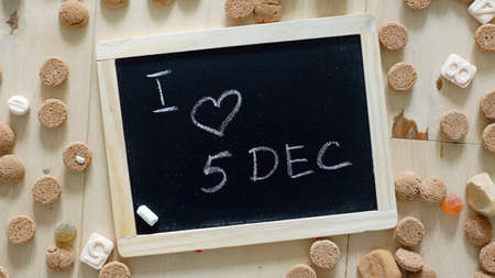I love 5 dec written in Dutch for Santa Clausの写真素材