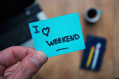 I love weekend written with a heart                          の写真素材