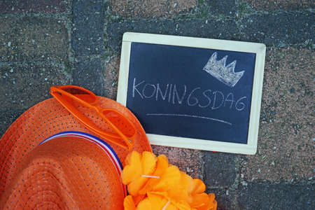 Kingsday written in Dutch on a chalkboard                          の写真素材