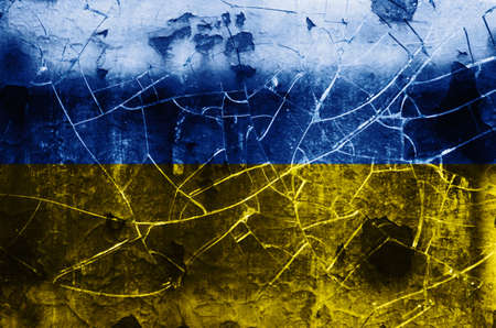 Damaged flag of Ukraineの写真素材