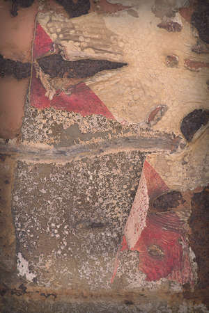 Damaged Construction Site Sign Texture  Rusty old Backgroundの写真素材