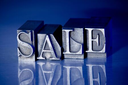 the word "SALE" composed out of printer's blocks.の写真素材