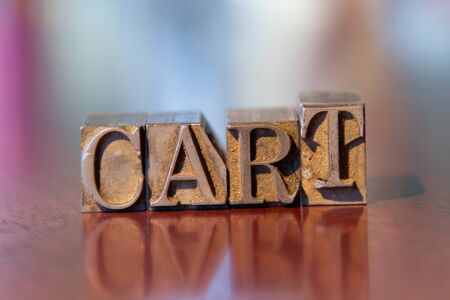 Letterpress blocks creating the word "CART"の写真素材