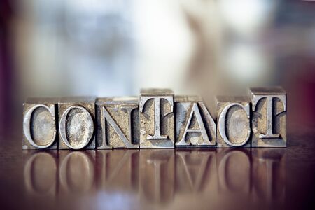 the word "CONTACT" composed out of printer's blocks.の写真素材