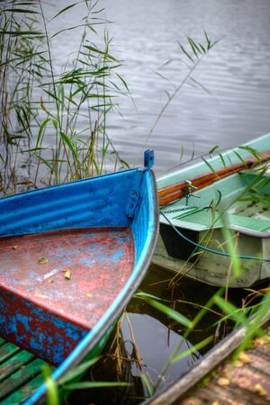 Rowboat by the dockの写真素材