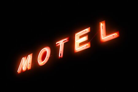 Motel Sign at nightの写真素材