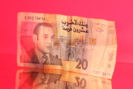 Twenty Dirham note from Morocco.の写真素材