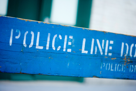 NYC Police line barricadeの写真素材