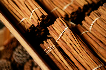 Cinnamon stacks on shelf