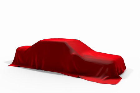 New Car concept. Car under velvet cover.の写真素材
