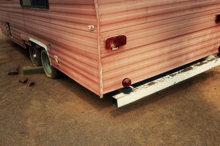 Abandoned trailer home in the desert.
