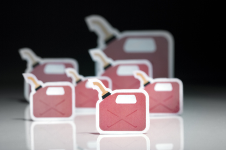 Paper cutouts of gasoline containers.の写真素材