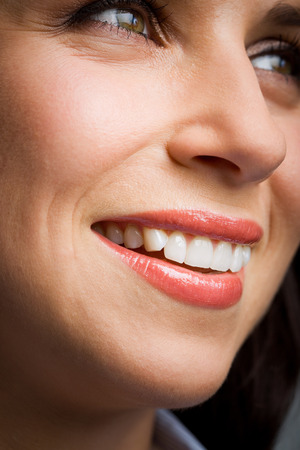 Close up of a young woman's face.の写真素材