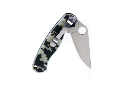 Camouflage pocket knife on a white background