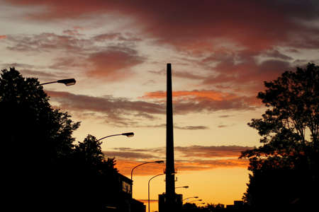 A look at the city at sunriseの写真素材