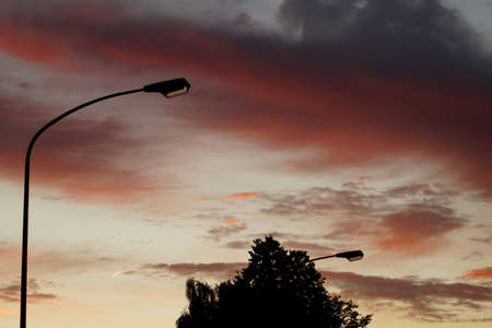 A look at the city at sunriseの写真素材