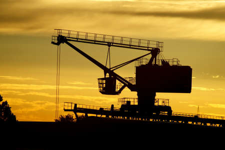 A crane in the harborの写真素材