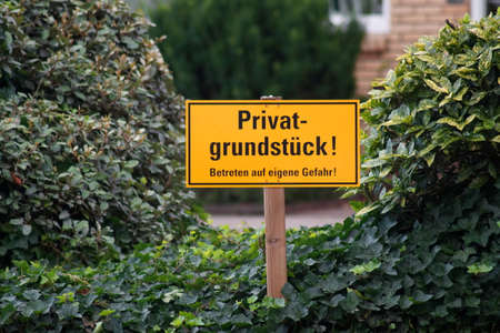 Warning sign private land somewhere in Germanyの写真素材