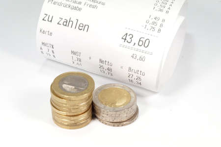 Receipts and moneyの写真素材