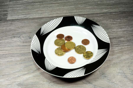 Coins on a plateの写真素材