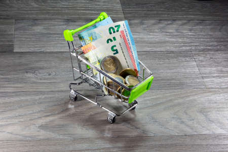 Shopping cart and moneyの写真素材