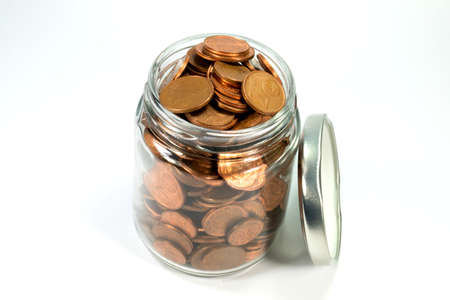 A jar with moneyの写真素材